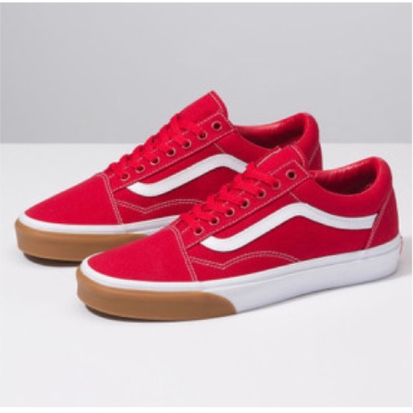 vans old skool gum bumper red